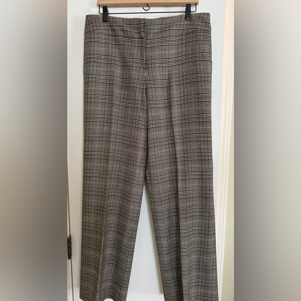 Talbots brown and gold plaid wool trousers